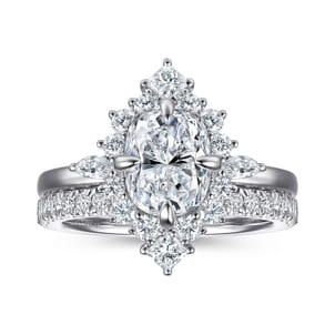 Felicity - 14K White Gold Elongated Cushion Halo Diamond Engagement Ring