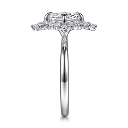 Felicity - 14K White Gold Elongated Cushion Halo Diamond Engagement Ring