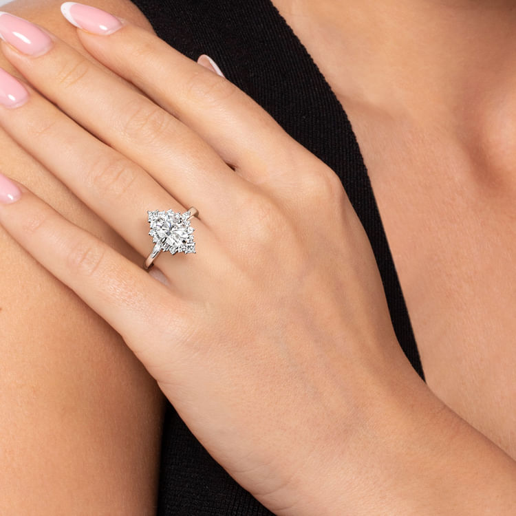 Felicity - 14K White Gold Elongated Cushion Halo Diamond Engagement Ring