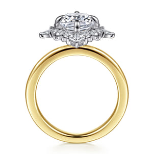 Felicity - 14K White-Yellow Gold Elongated Cushion Halo Diamond Engagement Ring