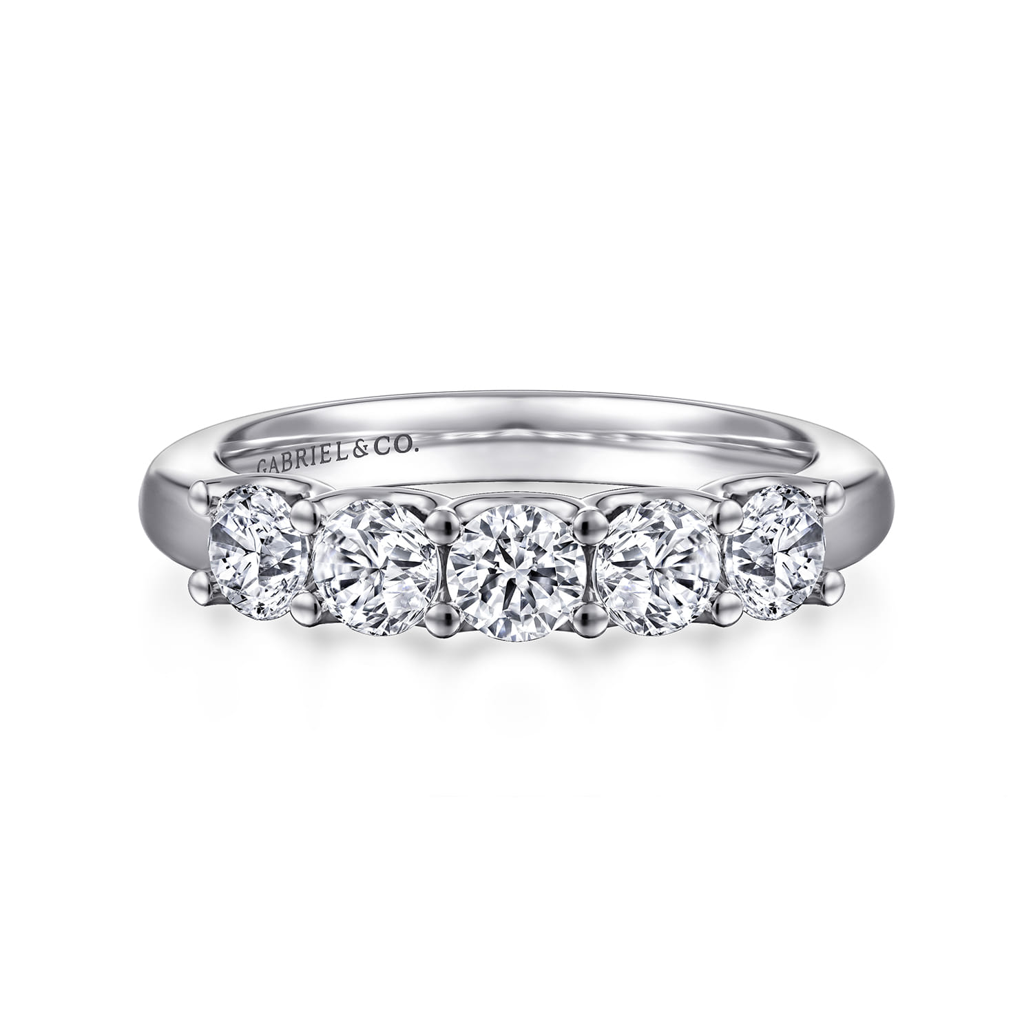 Straight Wedding Ring in 14k White Gold with Round Natural Diamond at Gabriel & Co. - Shot 1