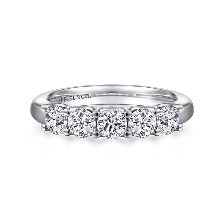 Straight Wedding Ring in 14k White Gold with Round Natural Diamond at Gabriel & Co. - Shot 1