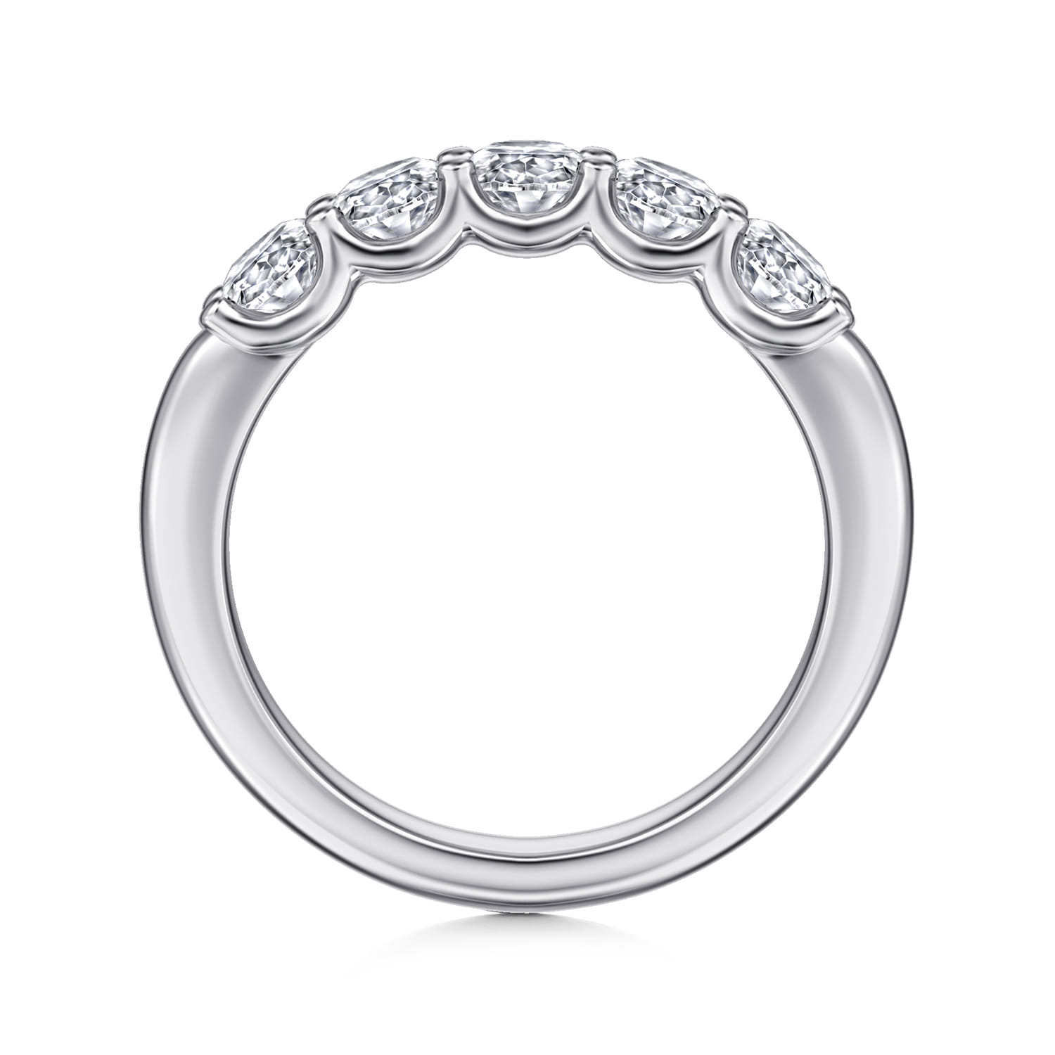 Straight Wedding Ring in 14k White Gold with Round Natural Diamond at Gabriel & Co. - Shot 2