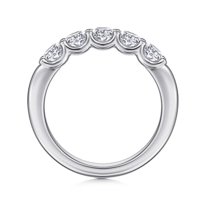Feline - 14K White Gold Scallop Setting 5 Stone Diamond Anniversary Band