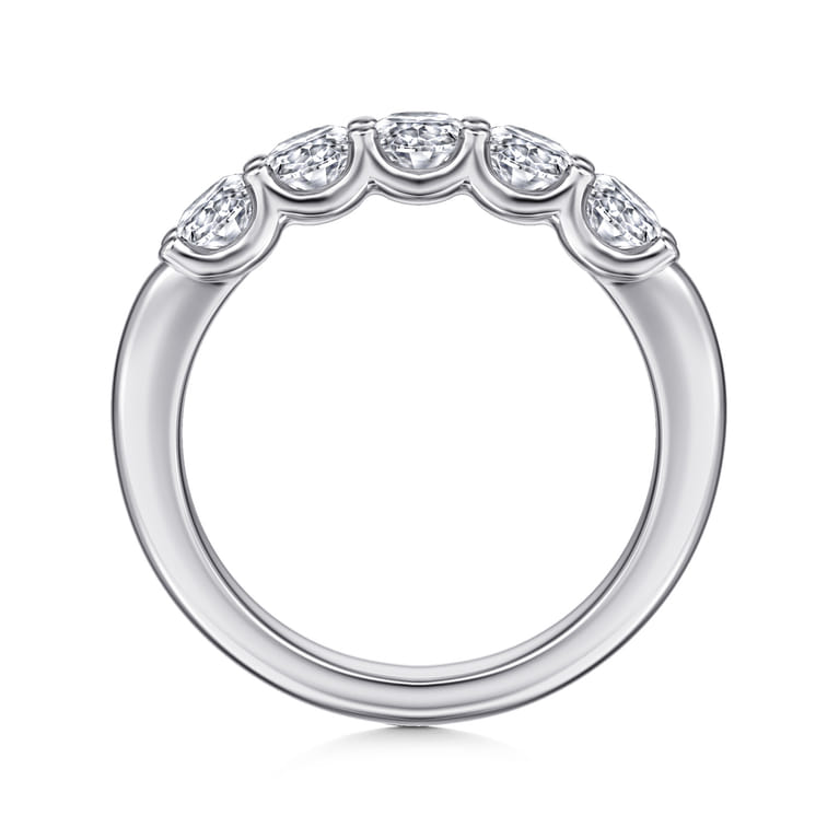 Straight Wedding Ring in 14k White Gold with Round Natural Diamond at Gabriel & Co. - Shot 2