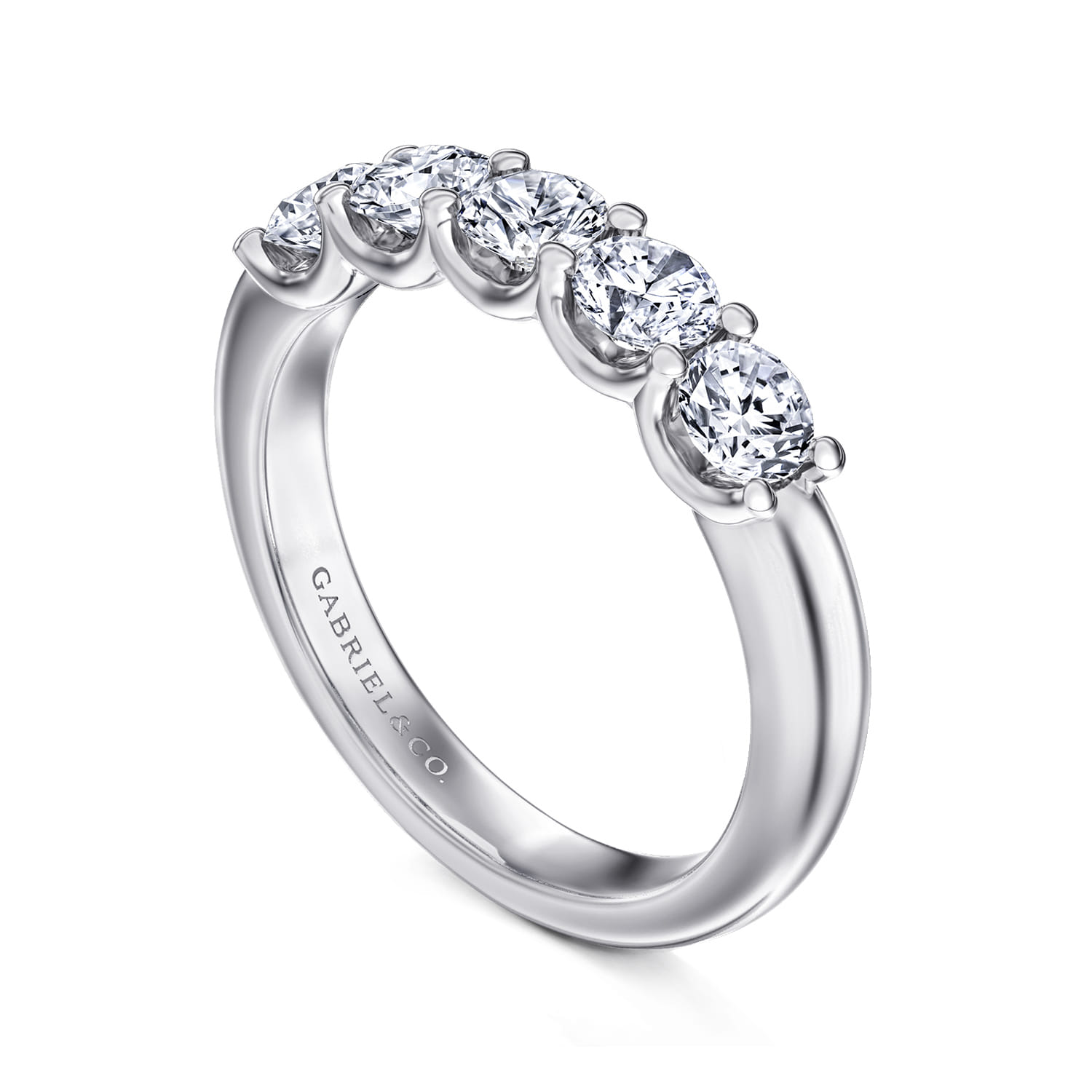 Straight Wedding Ring in 14k White Gold with Round Natural Diamond at Gabriel & Co. - Shot 3
