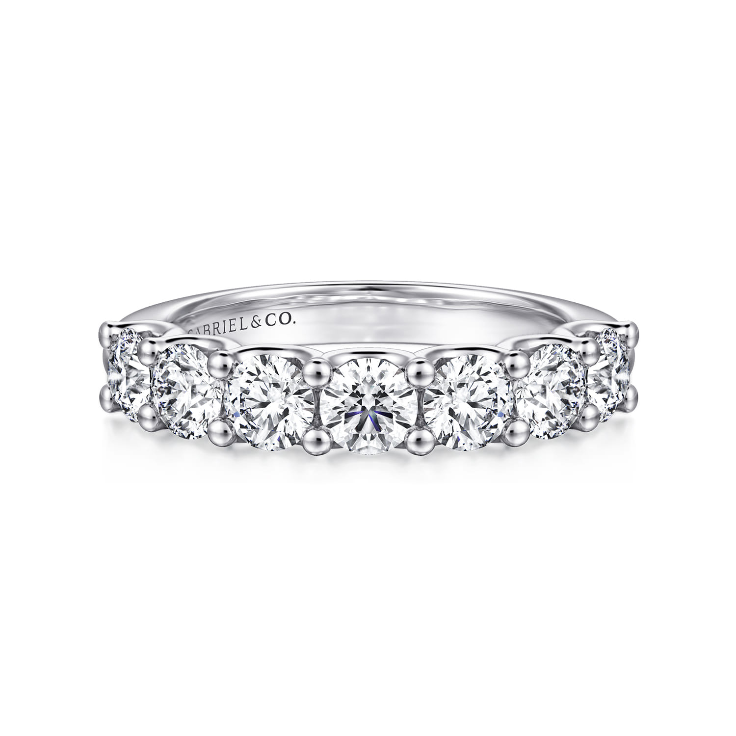 Straight Wedding Ring in 14k White Gold with Round Natural Diamond at Gabriel & Co. - Shot 1