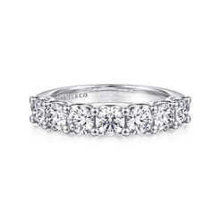 Feline - 14K White Gold Scallop Setting 7 Stone Diamond Anniversary Band
