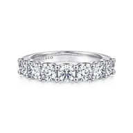 Feline - 14K White Gold Scallop Setting 7 Stone Diamond Anniversary Band
