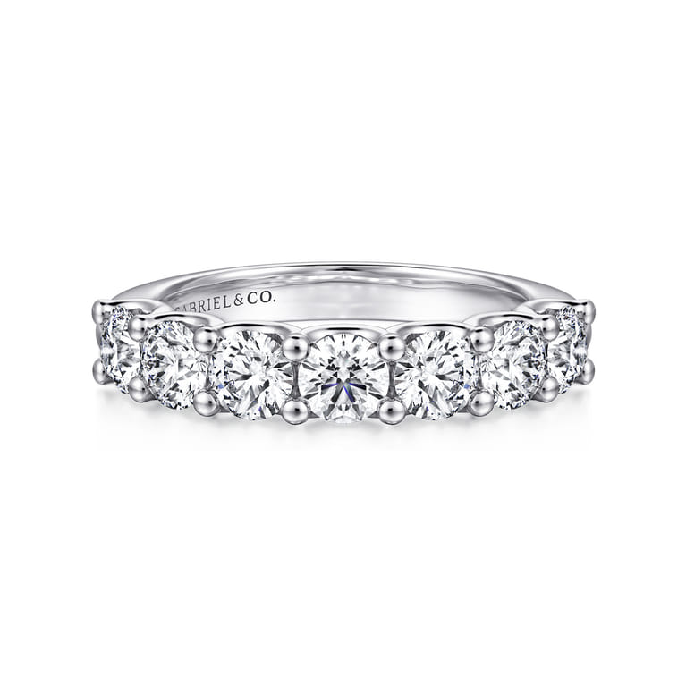 Straight Wedding Ring in 14k White Gold with Round Natural Diamond at Gabriel & Co. - Shot 1