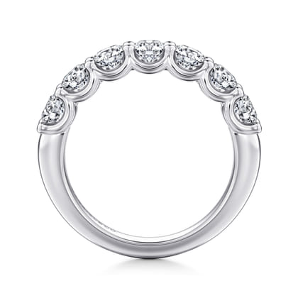 Feline - 14K White Gold Scallop Setting 7 Stone Diamond Anniversary Band