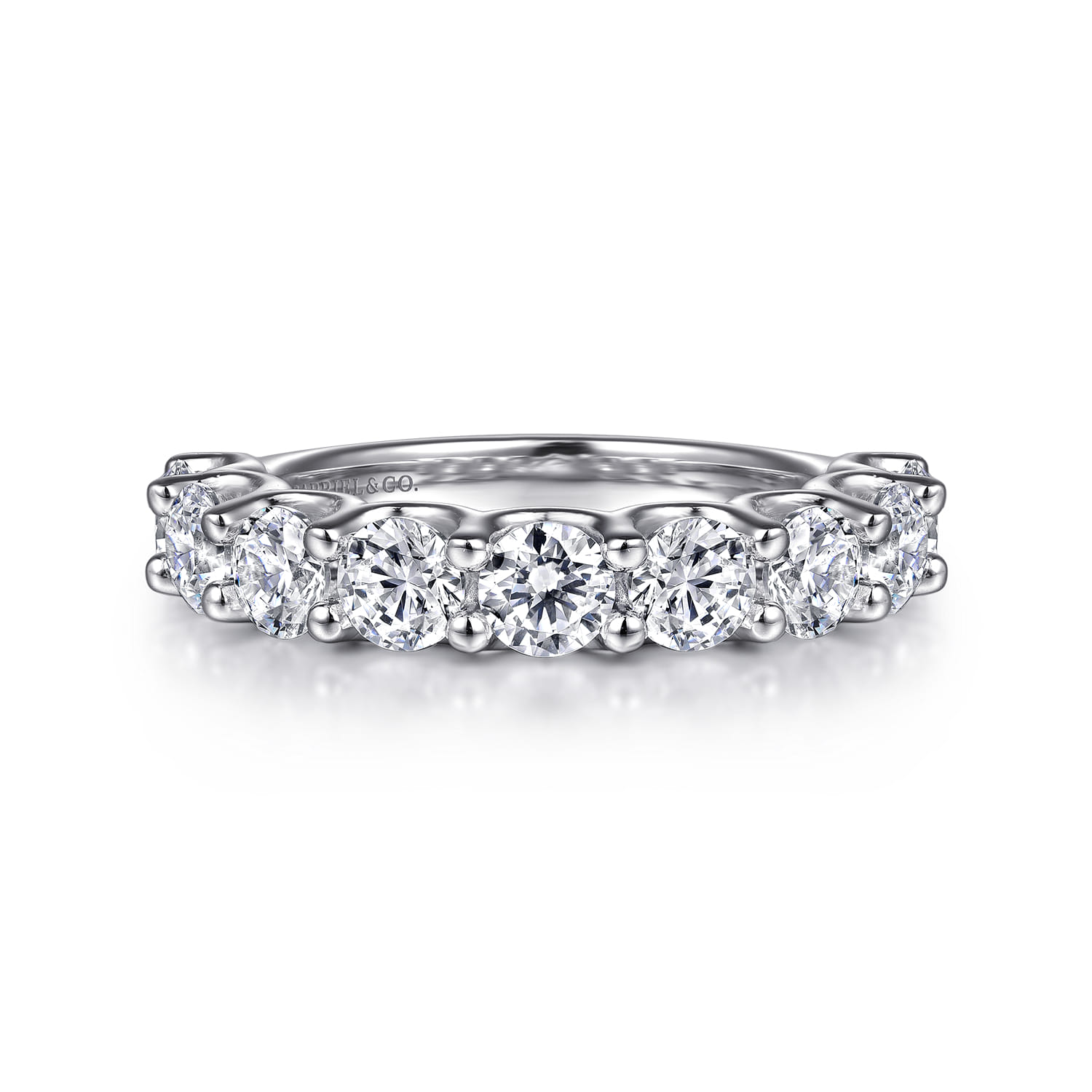 Straight Wedding Ring in 14k White Gold with Round Natural Diamond at Gabriel & Co. - Shot 1