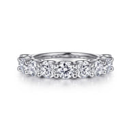 Feline - 14K White Gold Scallop Setting 9 Stone Diamond Anniversary Band
