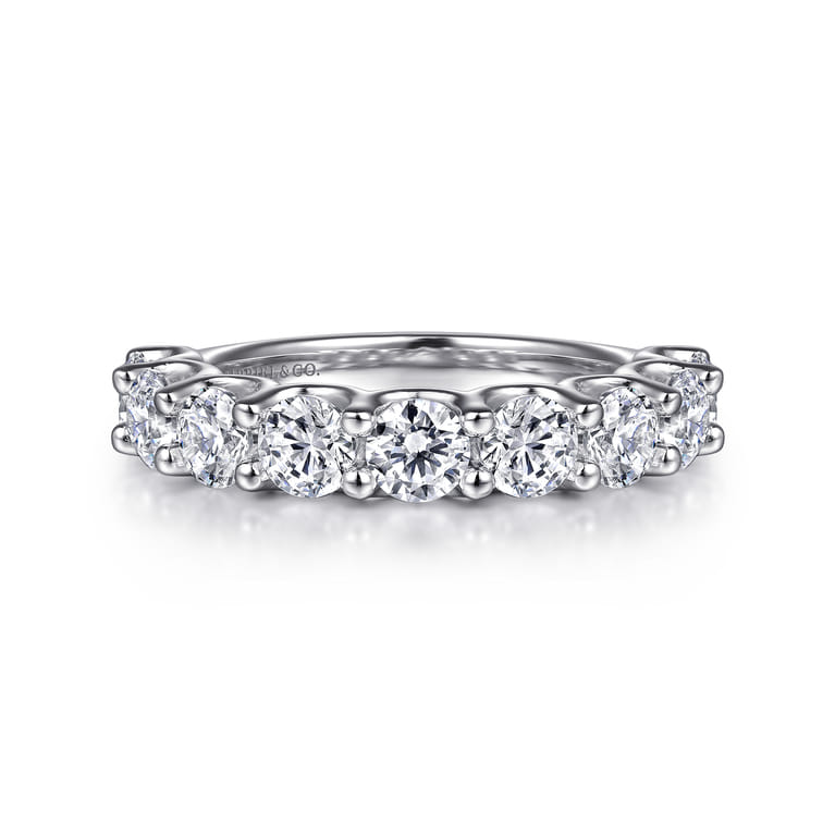 Straight Wedding Ring in 14k White Gold with Round Natural Diamond at Gabriel & Co. - Shot 1