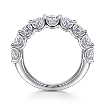 Feline - 14K White Gold Scallop Setting 9 Stone Diamond Anniversary Band