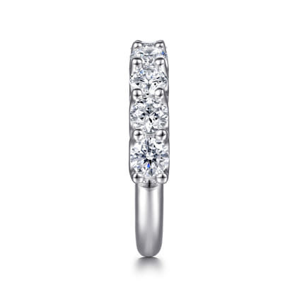 Feline - 14K White Gold Scallop Setting 9 Stone Diamond Anniversary Band