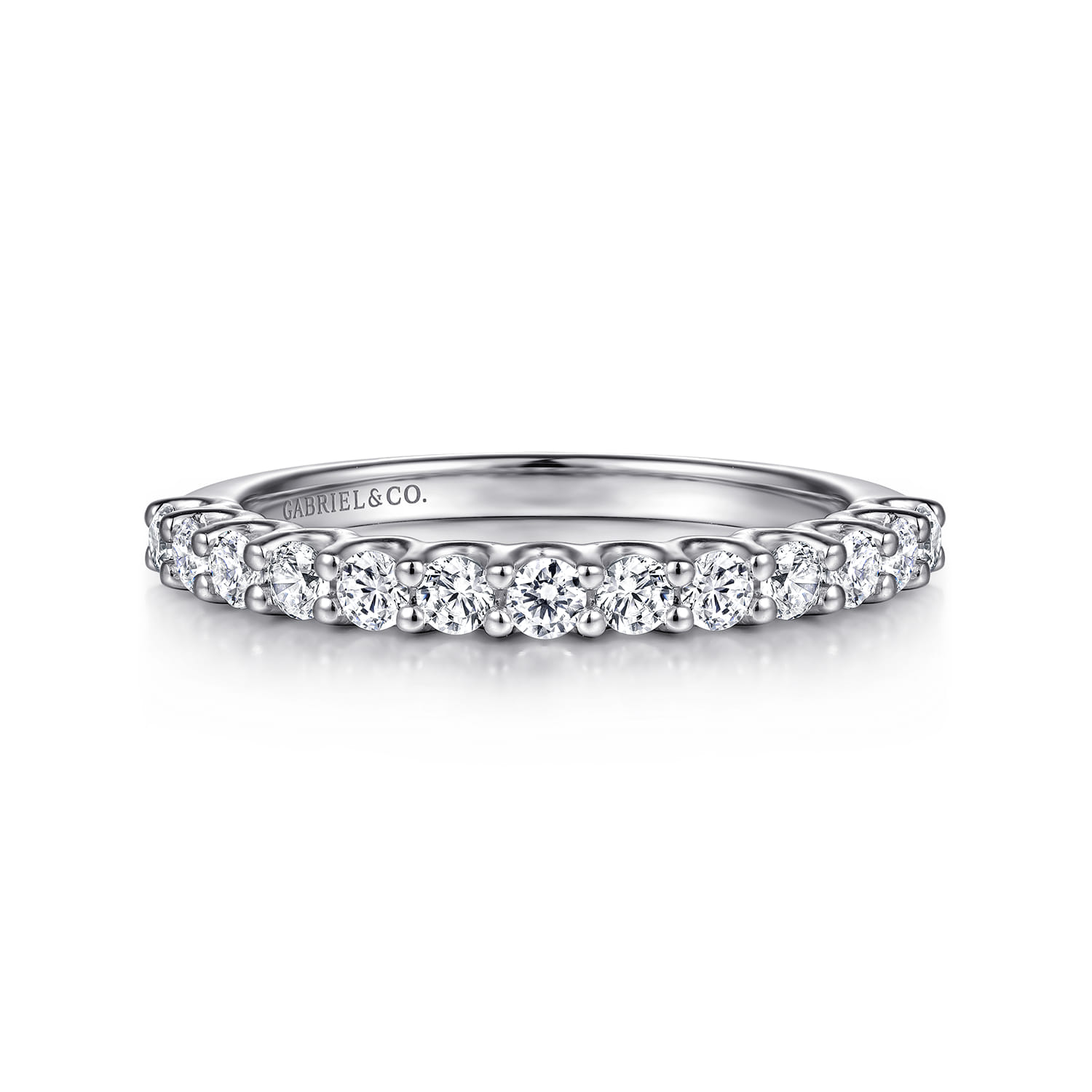 Straight Wedding Ring in 14k White Gold with Round Natural Diamond at Gabriel & Co. - Shot 1