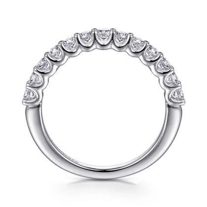 Feline - 14K White Gold Scallop Setting Diamond Anniversary Band