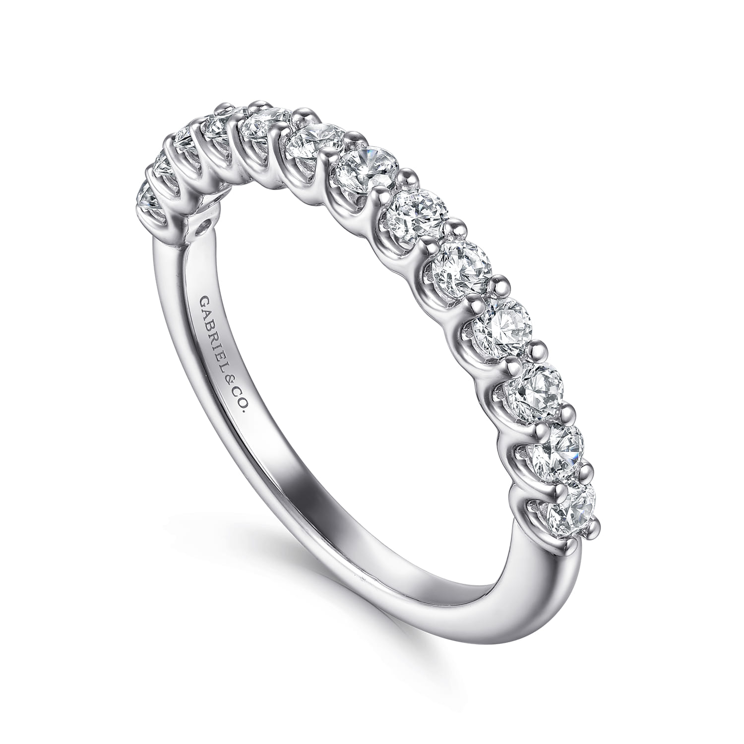 Straight Wedding Ring in 14k White Gold with Round Natural Diamond at Gabriel & Co. - Shot 3