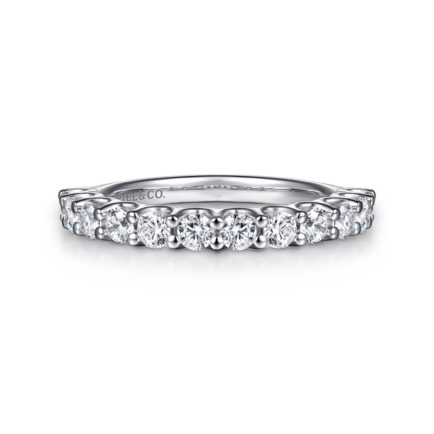 Straight Wedding Ring in 14k White Gold with Round Natural Diamond at Gabriel & Co. - Shot 1