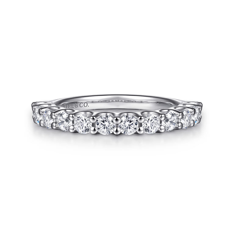 Straight Wedding Ring in 14k White Gold with Round Natural Diamond at Gabriel & Co. - Shot 1
