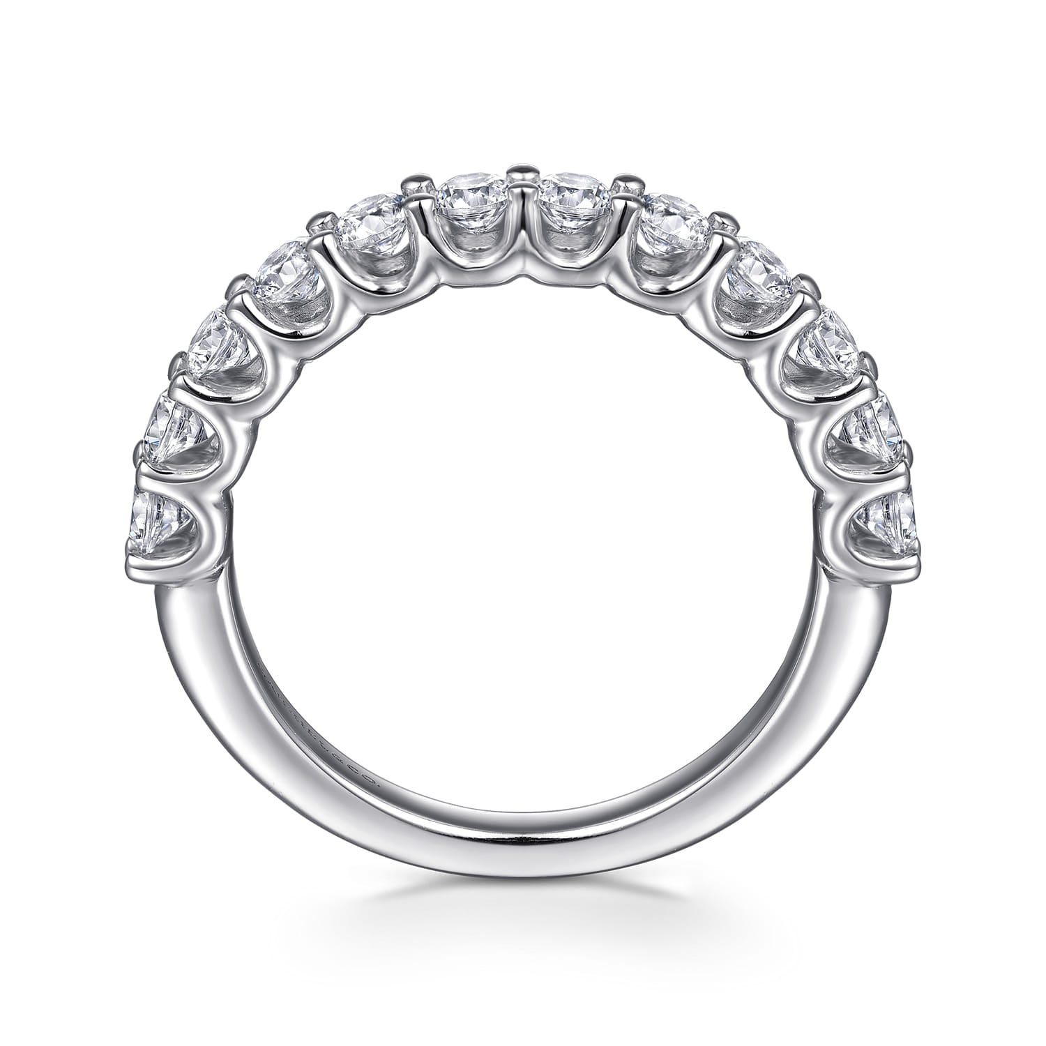 Straight Wedding Ring in 14k White Gold with Round Natural Diamond at Gabriel & Co. - Shot 2