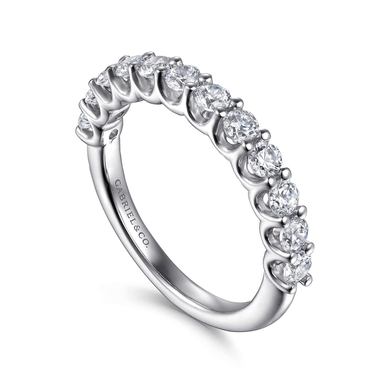 Straight Wedding Ring in 14k White Gold with Round Natural Diamond at Gabriel & Co. - Shot 3