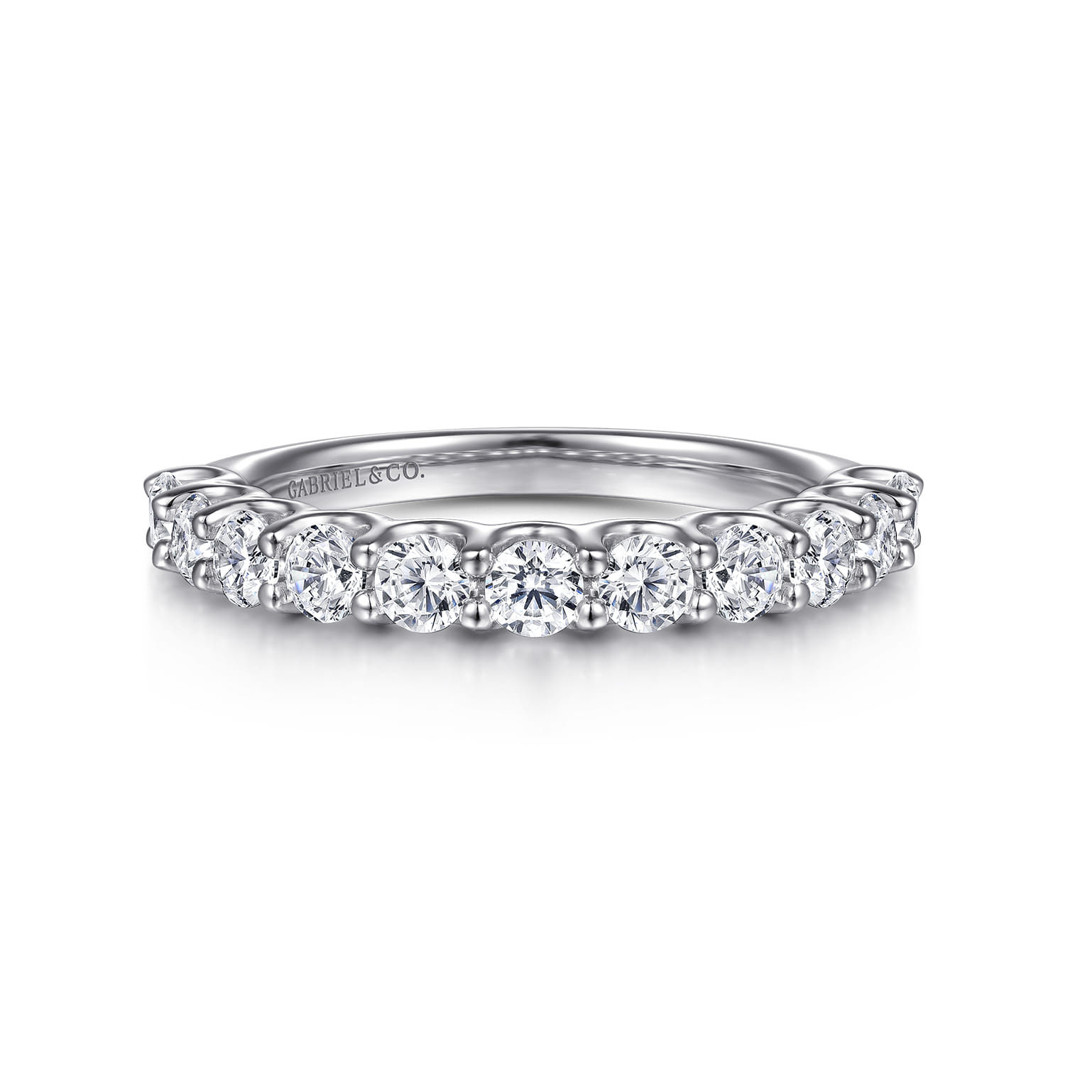 Straight Wedding Ring in 14k White Gold with Round Natural Diamond at Gabriel & Co. - Shot 1