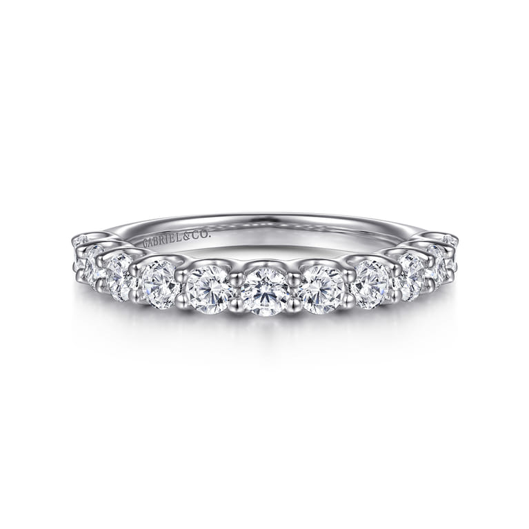 Straight Wedding Ring in 14k White Gold with Round Natural Diamond at Gabriel & Co. - Shot 1