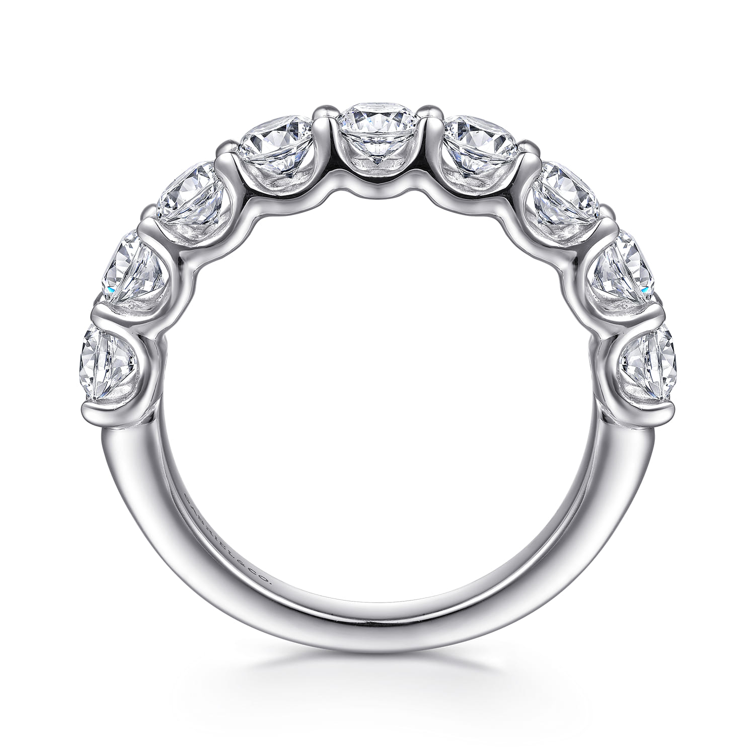 Straight Wedding Ring in 14k White Gold with Round Natural Diamond at Gabriel & Co. - Shot 2