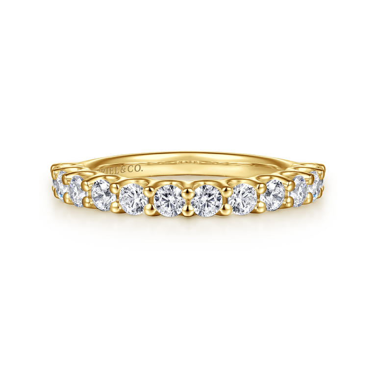 Straight Wedding Ring in 14k Yellow Gold with Round Natural Diamond at Gabriel & Co. - Shot 1