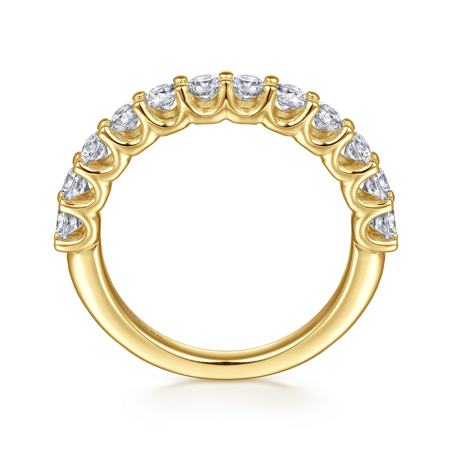 Straight Wedding Ring in 14k Yellow Gold with Round Natural Diamond at Gabriel & Co. - Shot 2