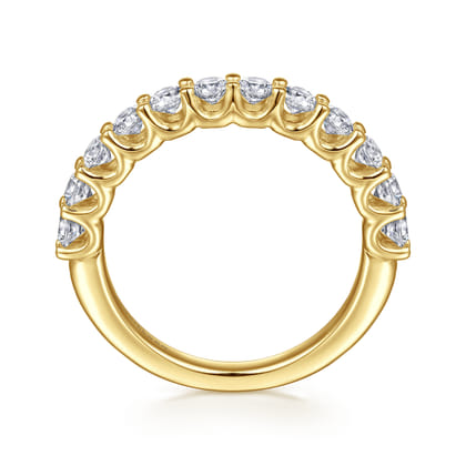 Feline - 14K Yellow Gold Scallop Setting Diamond Anniversary Band