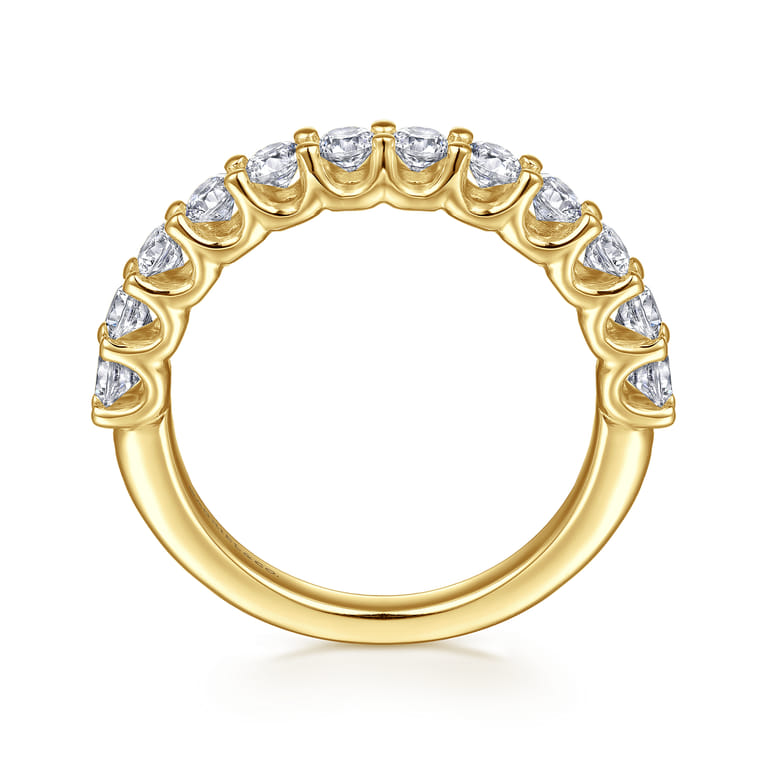 Straight Wedding Ring in 14k Yellow Gold with Round Natural Diamond at Gabriel & Co. - Shot 2
