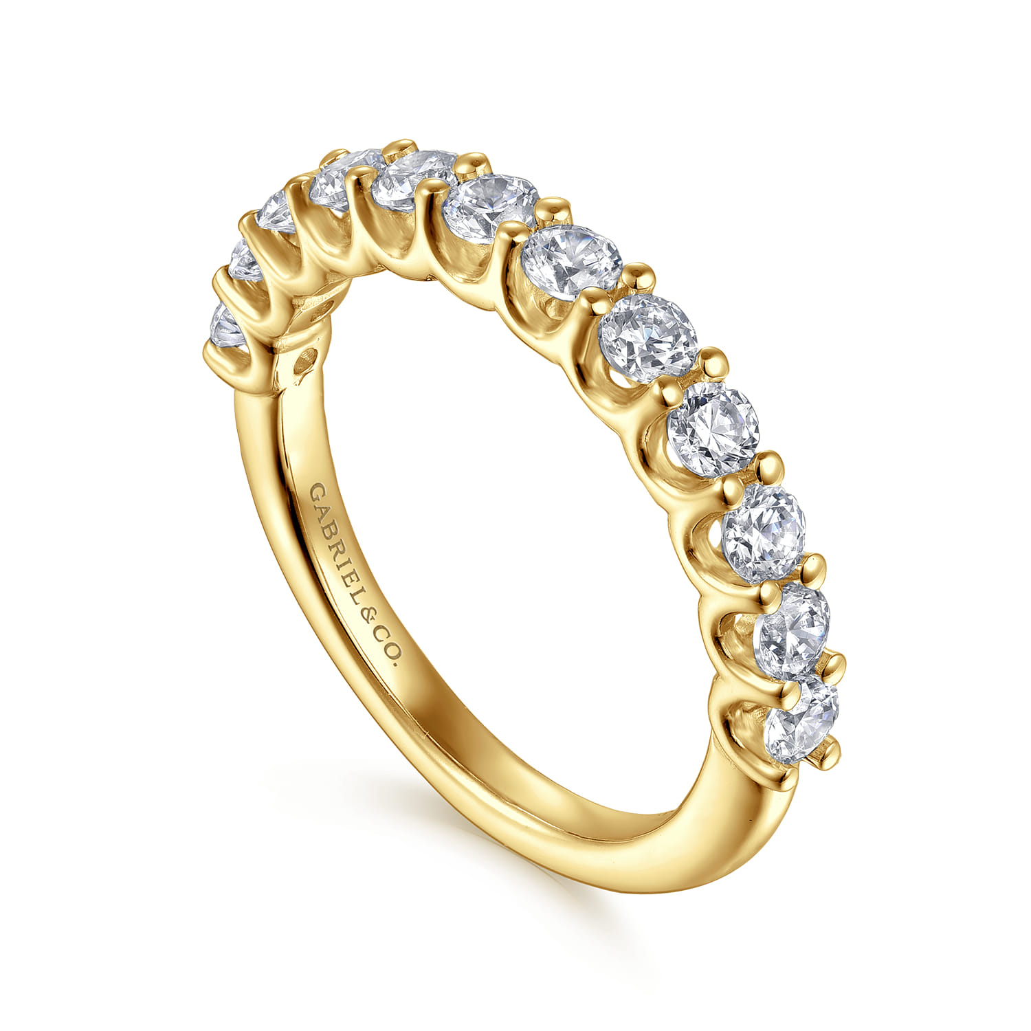 Straight Wedding Ring in 14k Yellow Gold with Round Natural Diamond at Gabriel & Co. - Shot 3