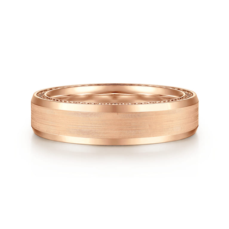 Felix - 14K Rose Gold 6mm Mens Wedding Band in Satin Finish - Shot 1