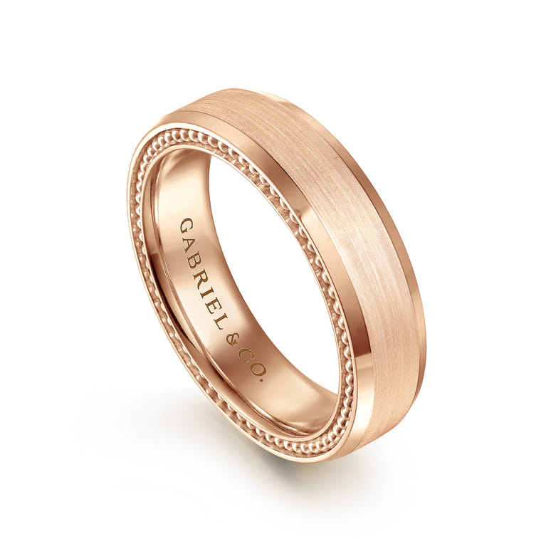 Felix - 14K Rose Gold 6mm Mens Wedding Band in Satin Finish - Shot 3