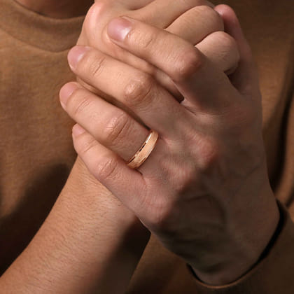 Felix - 14K Rose Gold 6mm Mens Wedding Band in Satin Finish