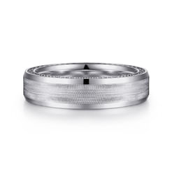 14K White Gold 6mm - Men's Wedding Band in Satin Finish