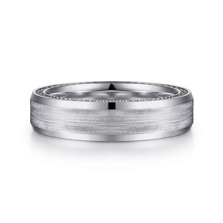 Felix - 14K White Gold 6mm - Men's Wedding Band in Satin Finish - Shot 1