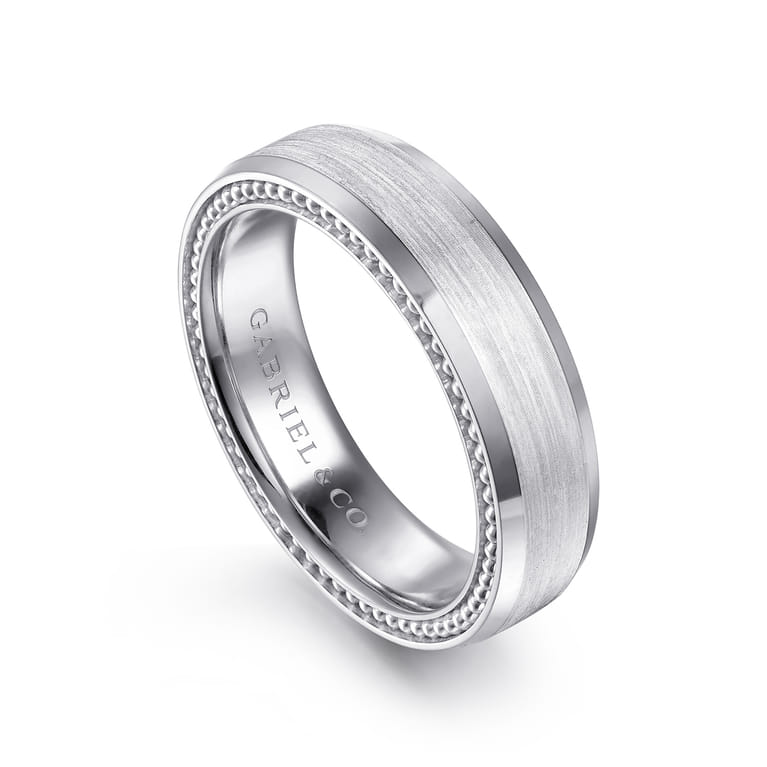 Felix - 14K White Gold 6mm - Men's Wedding Band in Satin Finish - Shot 3