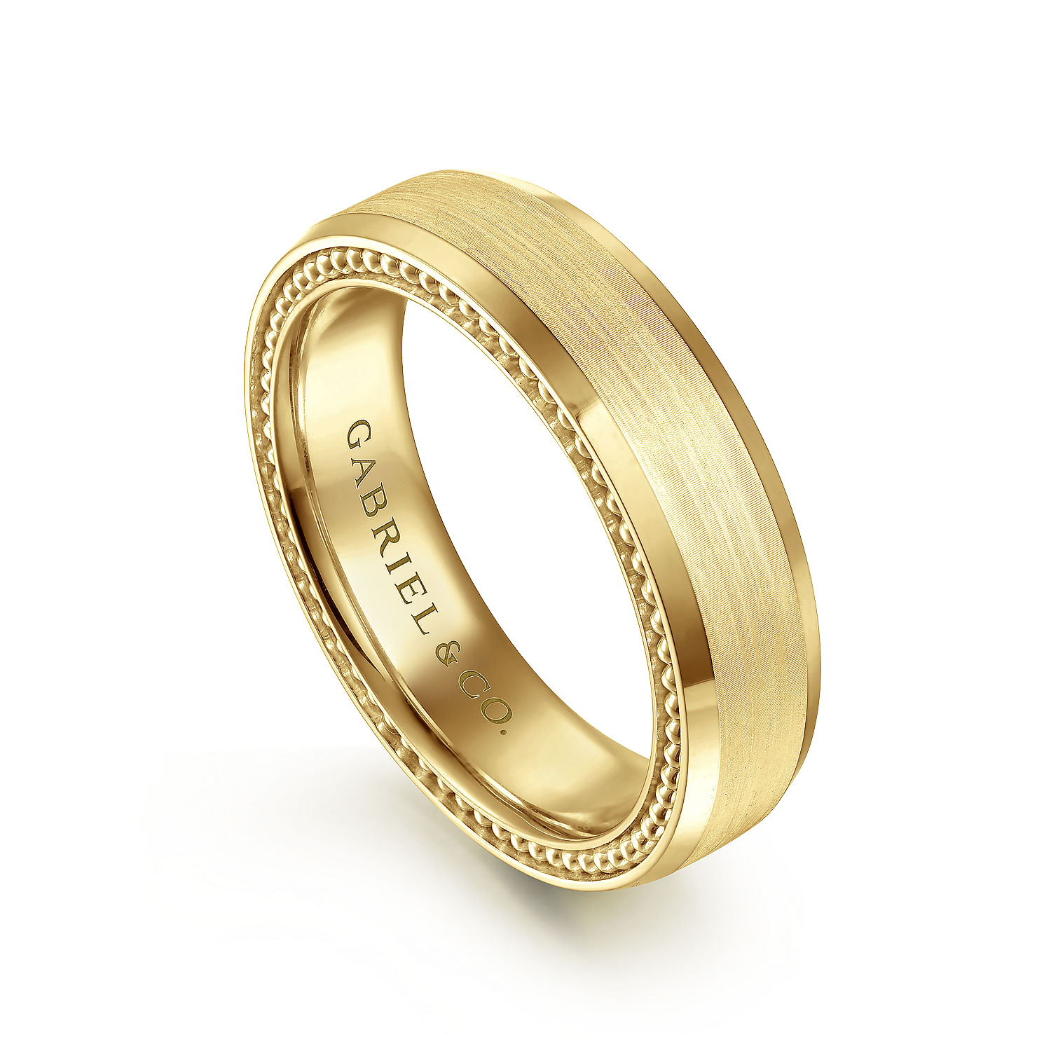 Felix - 14K Yellow Gold 6mm Mens Wedding Band in Satin Finish - Shot 3