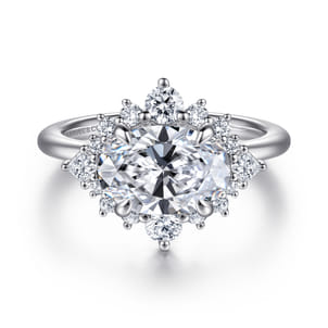 Fella - 14K White Gold Oval Halo Diamond Engagement Ring