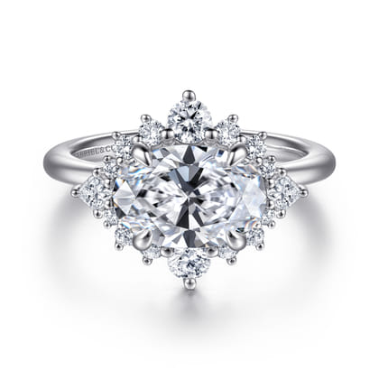 Fella - 14K White Gold Oval Halo Diamond Engagement Ring