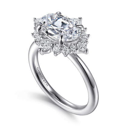 Fella - 14K White Gold Oval Halo Diamond Engagement Ring