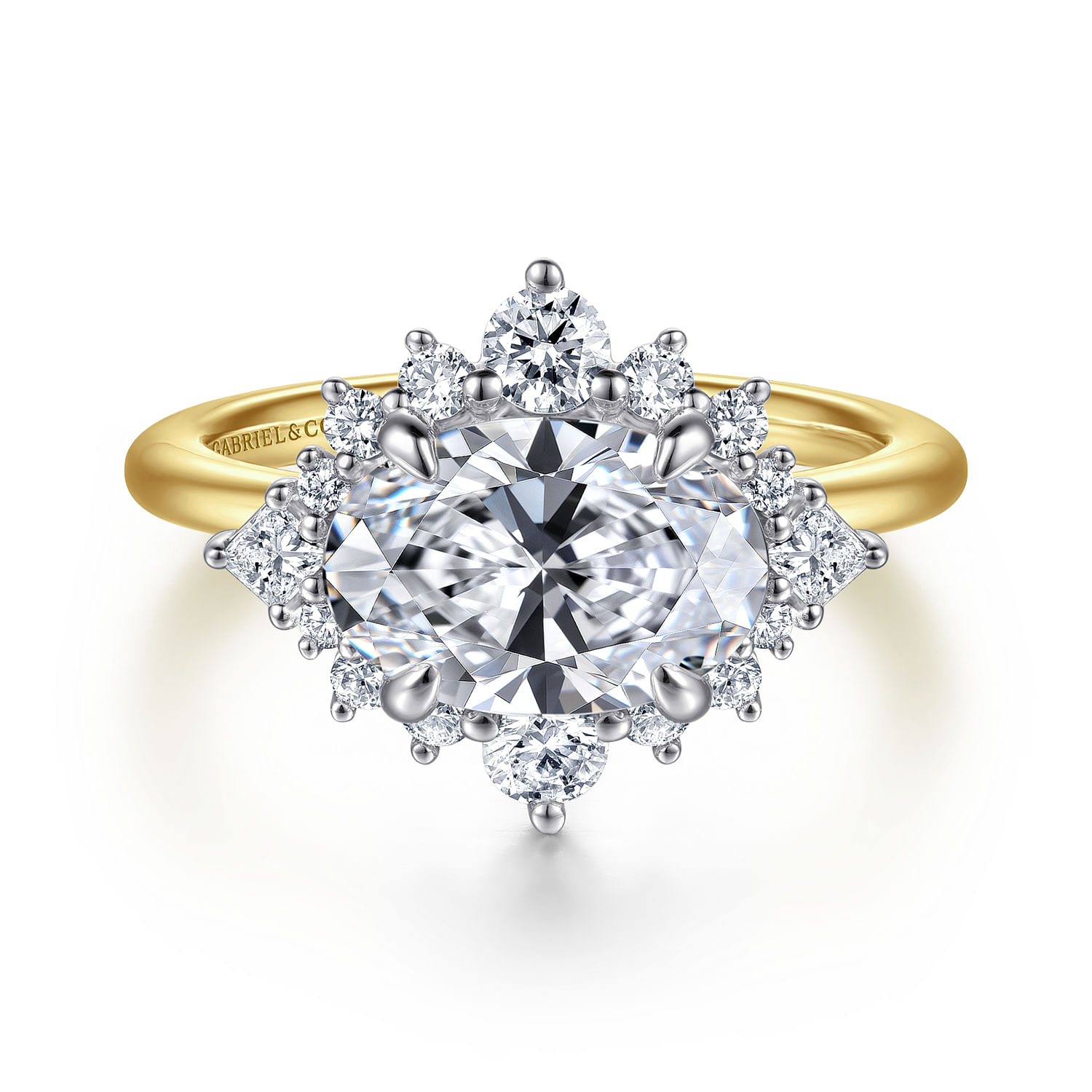 Fella - 14K White-Yellow Gold Oval Halo Diamond Engagement Ring