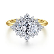 Fella - 14K White-Yellow Gold Oval Halo Diamond Engagement Ring