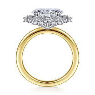 Fella - 14K White-Yellow Gold Oval Halo Diamond Engagement Ring