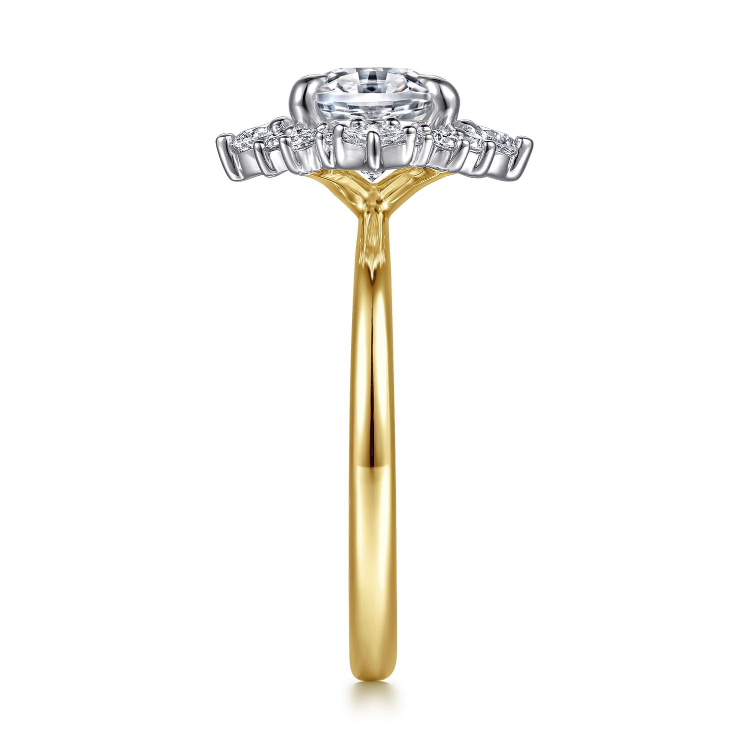 Fella - 14K White-Yellow Gold Oval Halo Diamond Engagement Ring