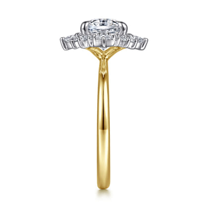 Fella - 14K White-Yellow Gold Oval Halo Diamond Engagement Ring